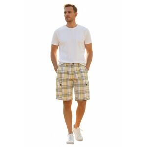 Lacoste Men’s Plaid Cargo Shorts Yellow Multi Color Size 48 38US Croc Logo